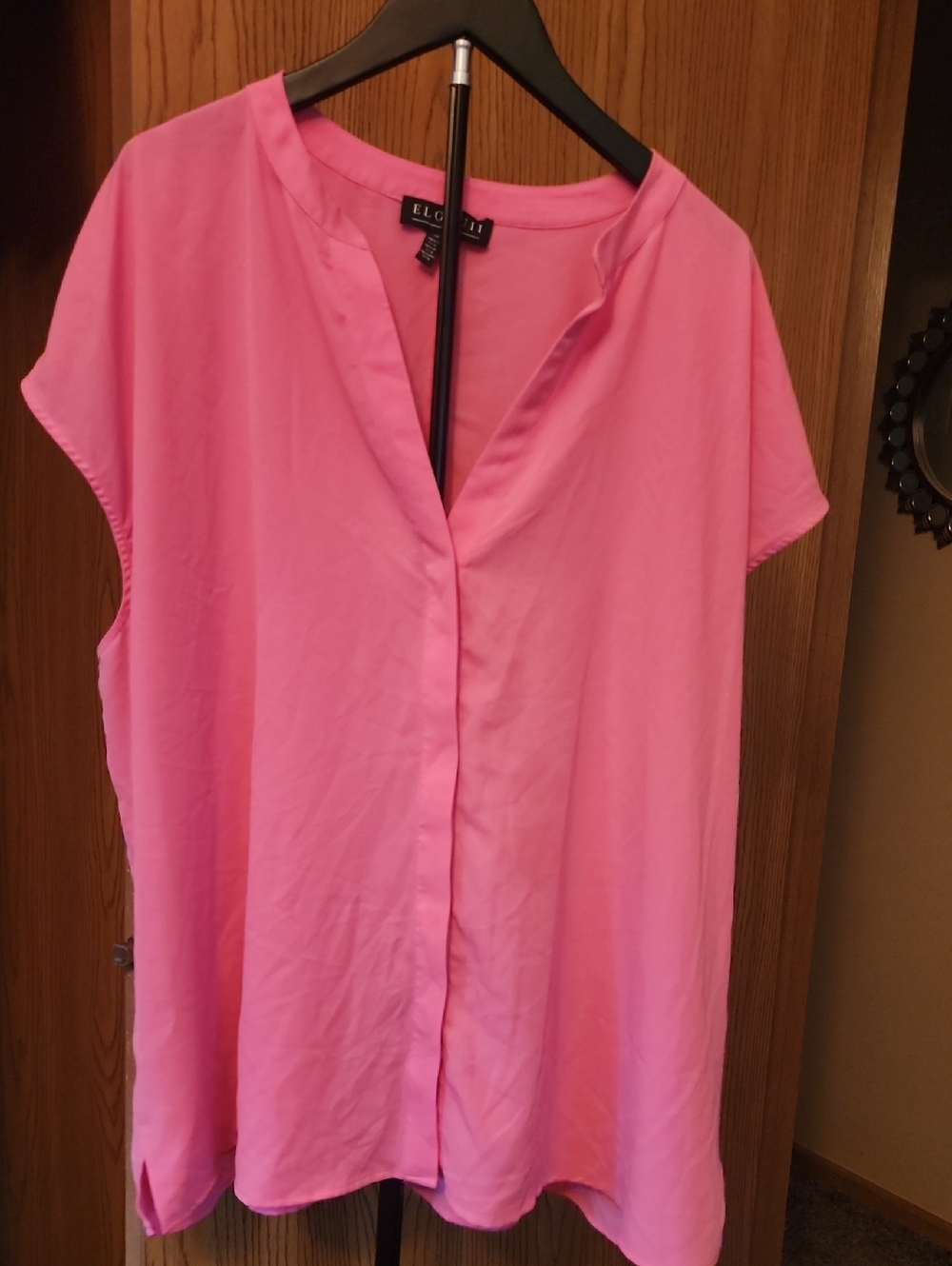 Eloquii Hot Pink Split-Neck Cap Sleeve Tunic